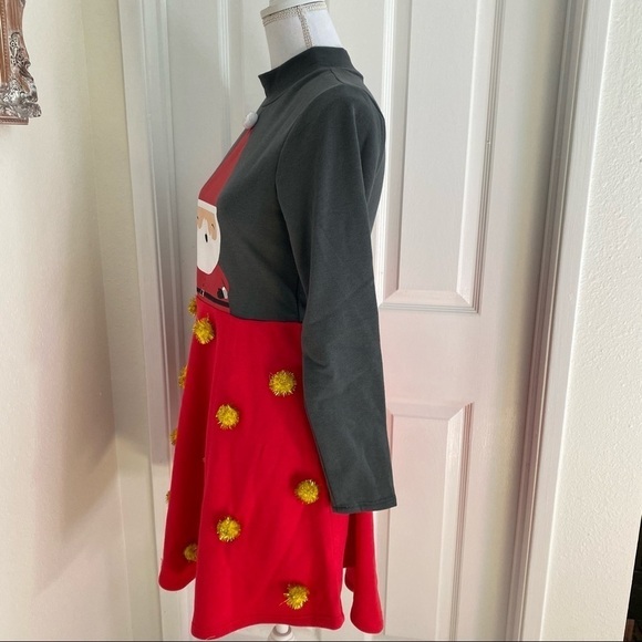 Mighty Fine Santa Pom Pom Dress Sz Small - Picture 4 of 8